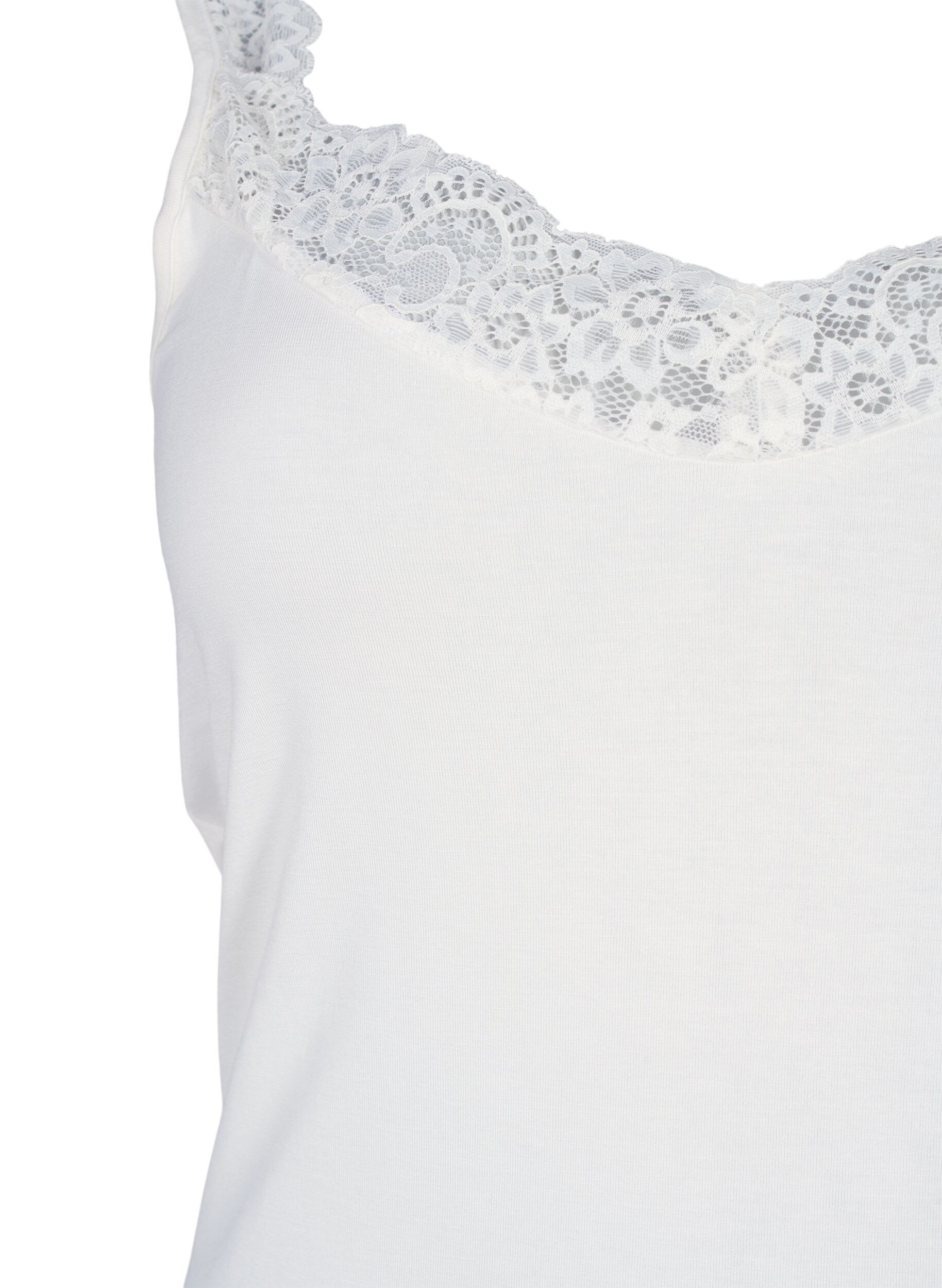 ZizziViscose top met kanten rand, Vanille, Packshot image number 2