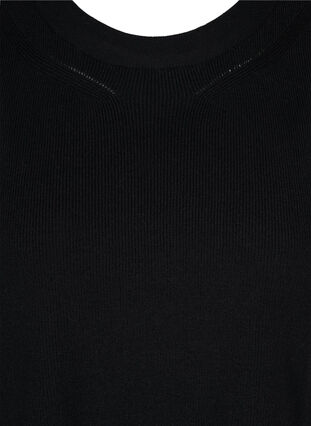 Gilet tricoté avec col rond et fente, Black, Packshot image number 2