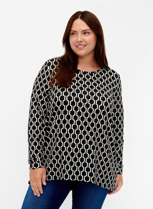 Gedessineerde blouse met lange mouwen, Birch W. Graphic, Model image number 0