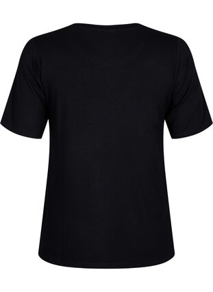 T-shirt en viscose côtelée, Black, Packshot image number 1