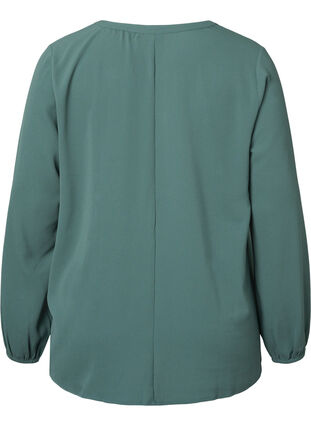 Effen blouse met v-hals, Mallard Green, Packshot image number 1