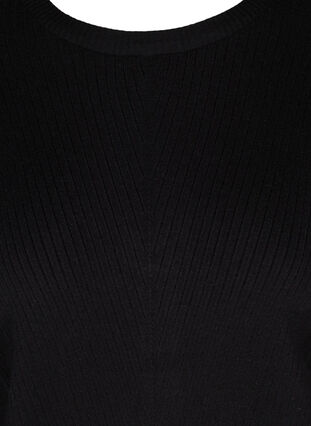 Gebreide trui met ronde hals en ballonmouwen, Black, Packshot image number 2