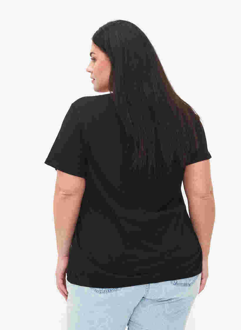 T-shirt en coton à manches courtes avec bord élastique, Black W. Now, Model image number 1