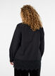 Chemise ample avec une large bordure en dentelle, Noir, Model image number 2