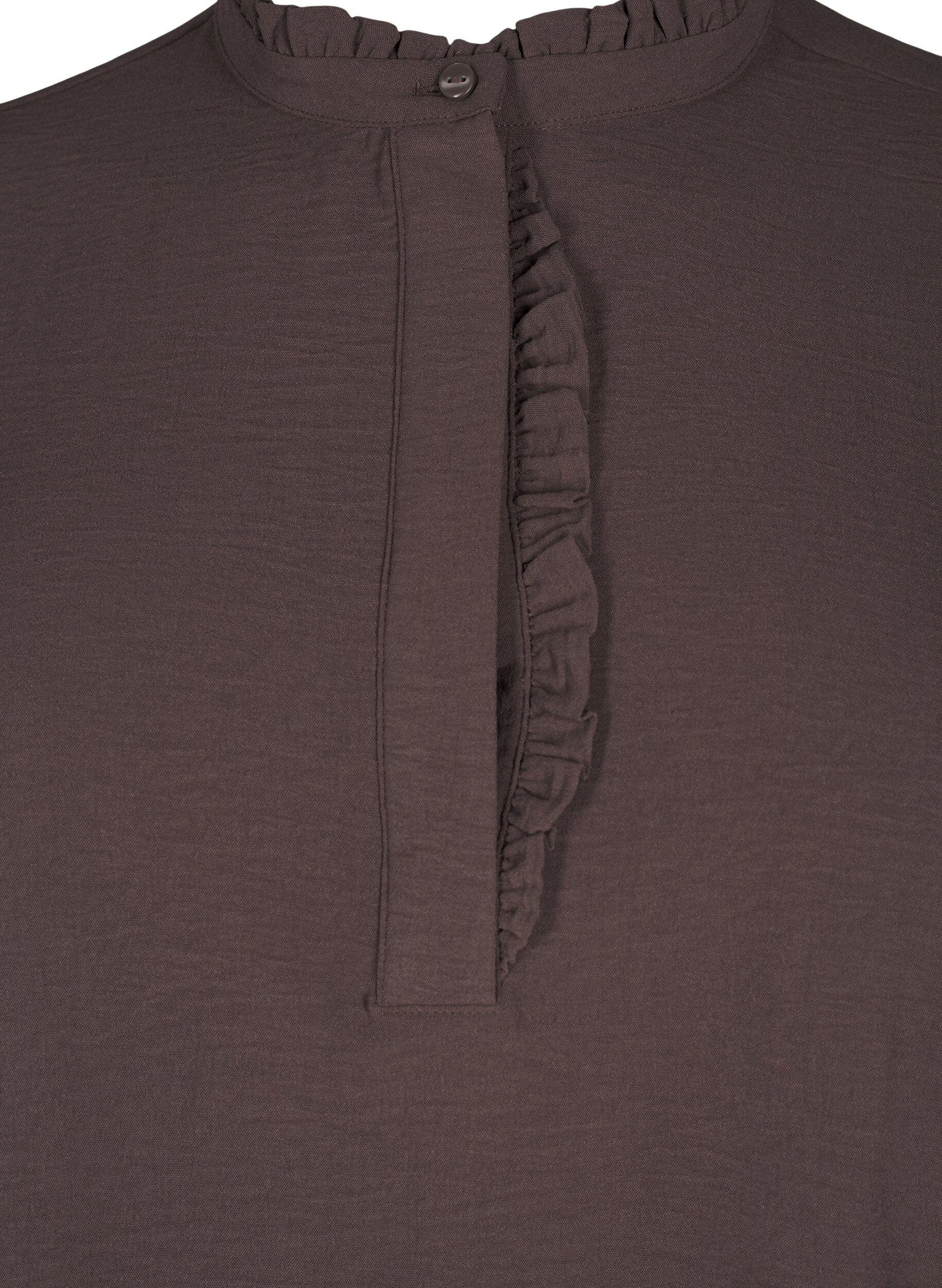 ZizziJurk met lange mouwen en details met ruches, Chocolate Martini, Packshot image number 2