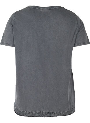 T-shirt en coton avec clous et smocks, Grey Wash, Packshot image number 1
