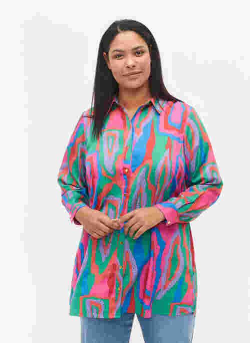 Lang shirt met opdruk, Colorfull Art Print, Model