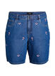 Shorts en jean avec des fleurs brod&eacute;es, Bleu intense, Packshot image number 0