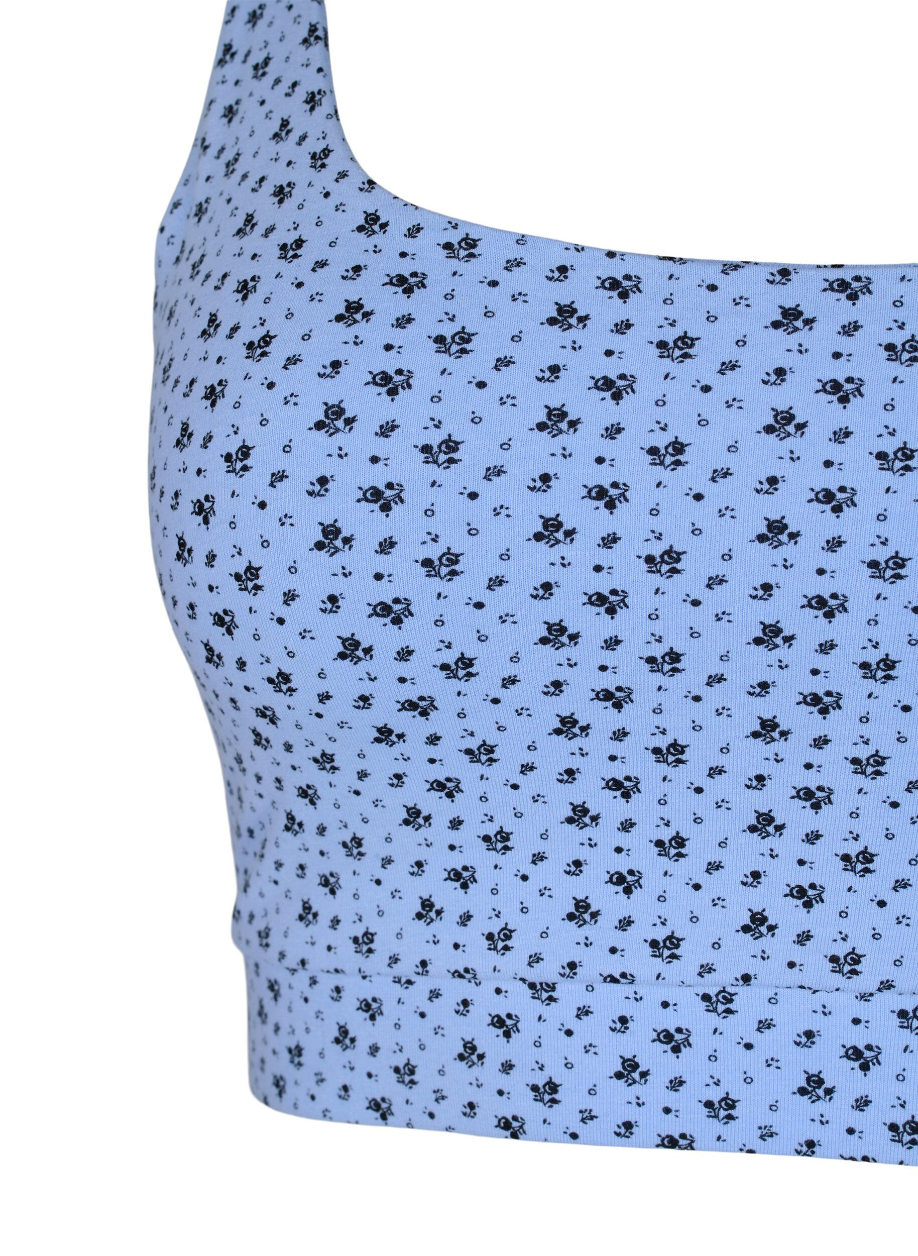 Zizzi Soutien-gorge 2-pack en coton avec bretelles r&eacute;glables, Serenity AOP/Black, Packshot image number 2