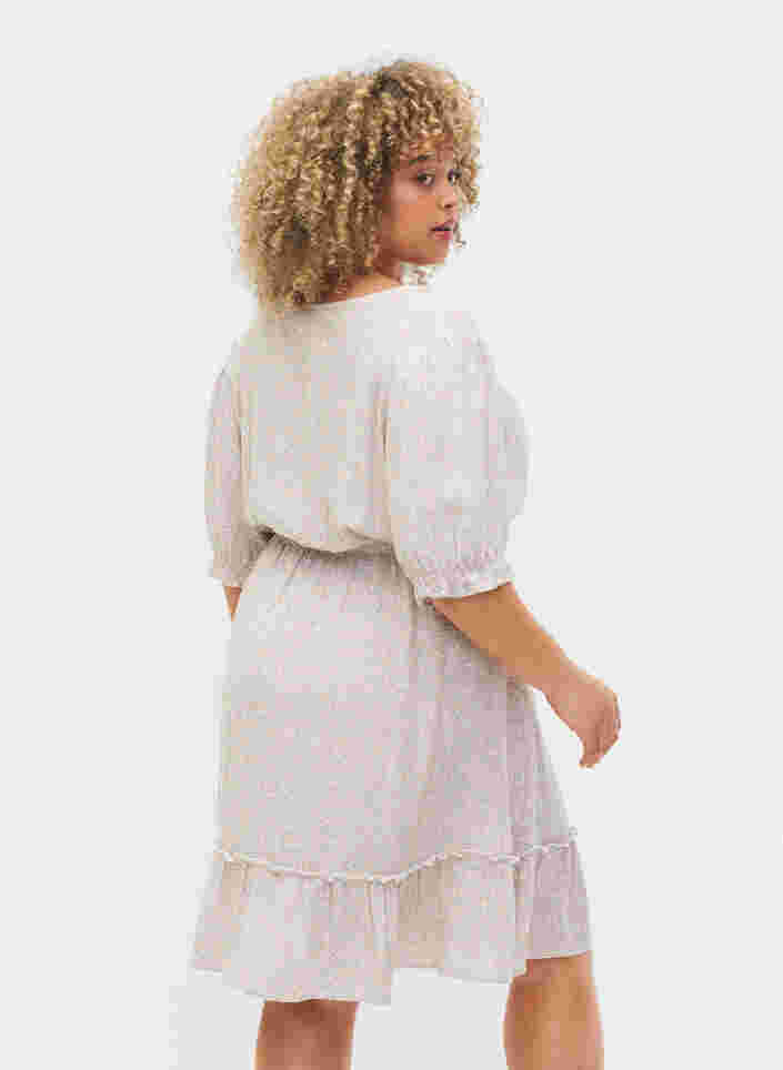 Gebloemde viscose jurk met korte mouwen, White Ditsy AOP, Model image number 1