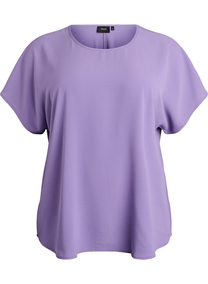 Blouse &agrave; manches courtes et encolure ronde, Mauve, Packshot image number 0