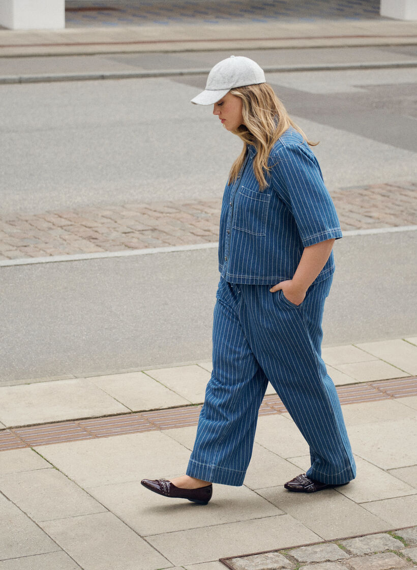 Jean ample à rayures, Bleu, Image image number 0