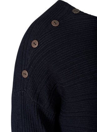 Robe en maille à manches longues avec boutons, Black, Packshot image number 3