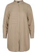 Lange gestreepte blouse in viscosemix, Timber Wolf/White, Packshot image number 0