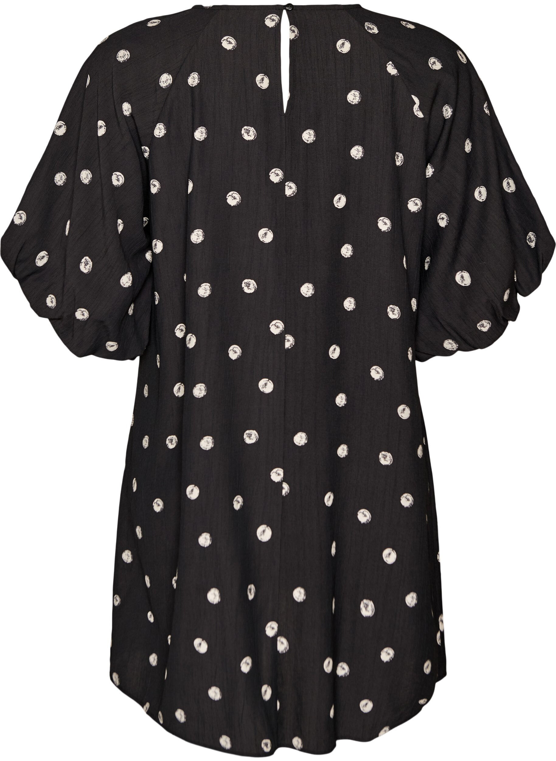 ZizziKorte viscose jurk met ballonmouwen, Zwart, Packshot image number 1