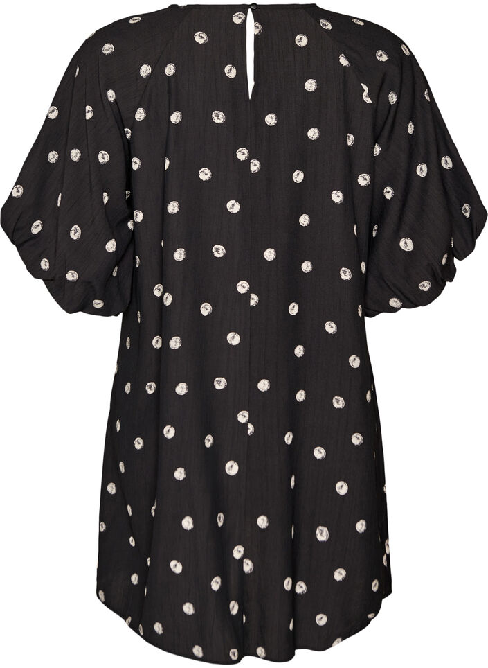 Robe courte en viscose avec manches ballon, Charbon, Packshot