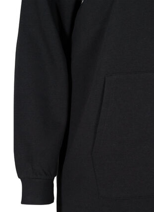 Robe pull avec capuche et poche, Black, Packshot image number 3
