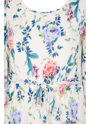 Robe plissée imprimée avec lien à nouer, Bright White Flower, Packshot image number 2
