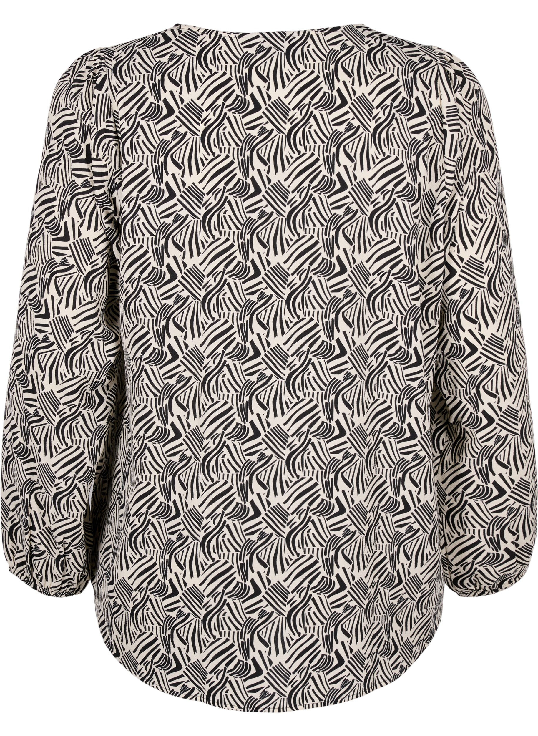 ZizziBlouse avec col en V et imprim&eacute;, Birch Graphic, Packshot image number 1
