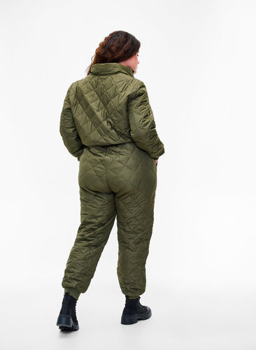 Gewatteerde thermo jumpsuit met verstelbare taille, Forest Night, Model image number 1