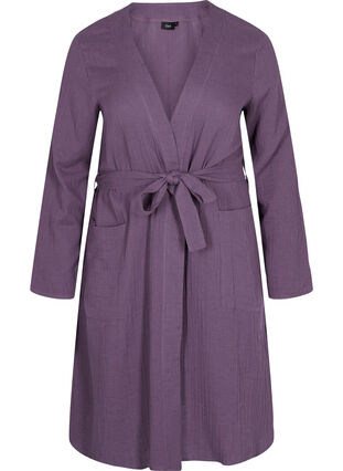 Robe de chambre en coton avec ceinture à nouer, Vintage Violet, Packshot image number 0
