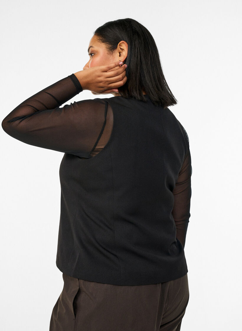 Gilet met knoopsluiting, Zwart, Model image number 2