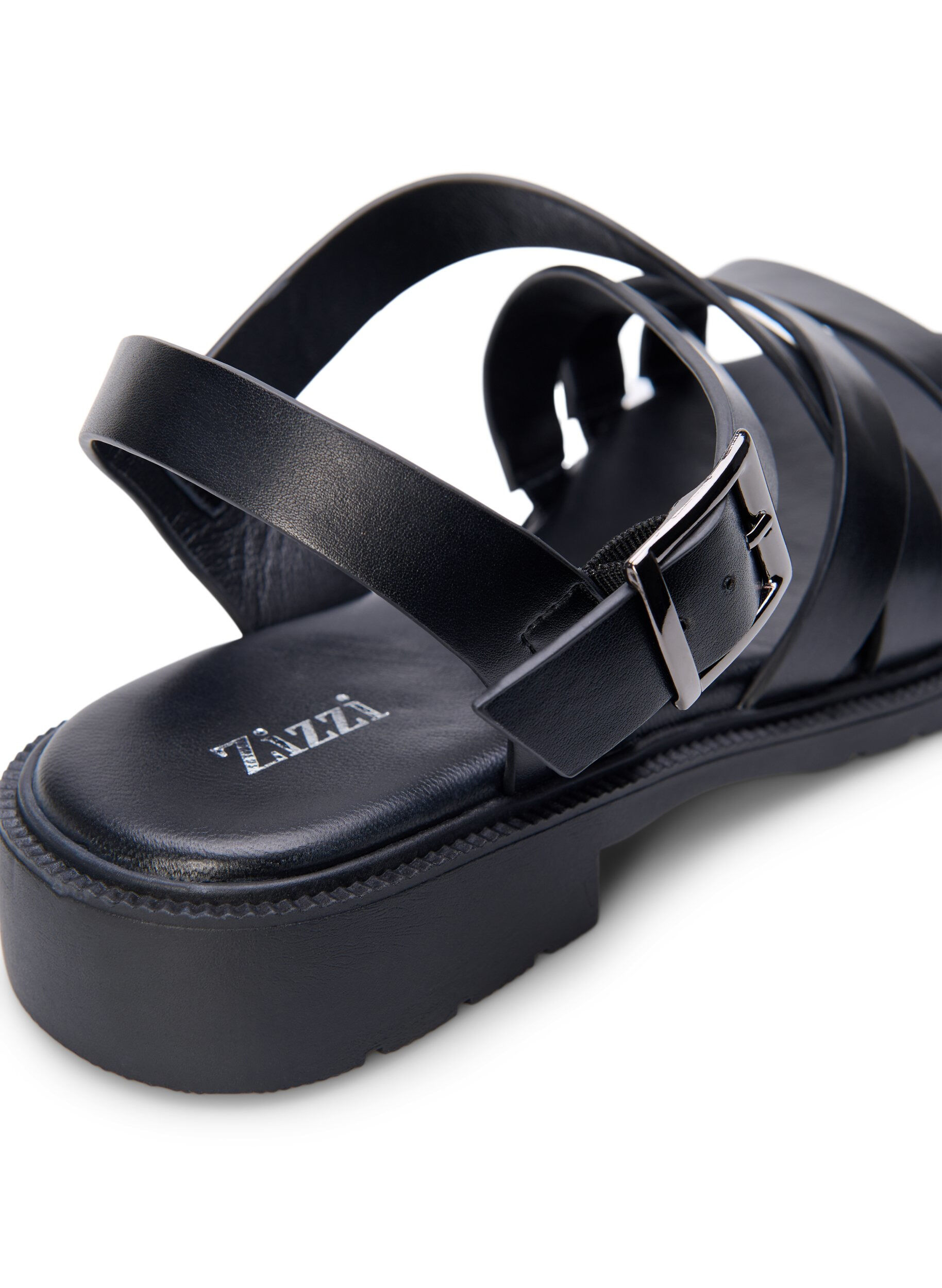 ZizziLeren zomersandalen met een brede pasvorm, Black, Packshot image number 4