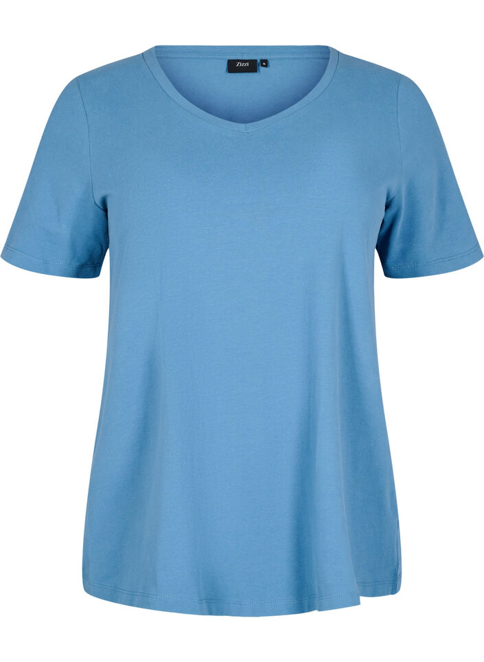 Effen basic T-shirt van katoen, Blauw, Packshot image number 0