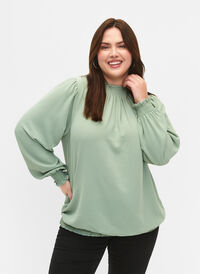 Chemisier blouse de couleur unie à manches longues, Green Bay, Model