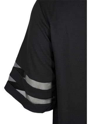 Short-sleeved dress with see-through details, Black, Packshot image number 3