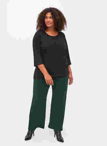 Katoenen blouse met 3/4 mouwen, Black, Model image number 2