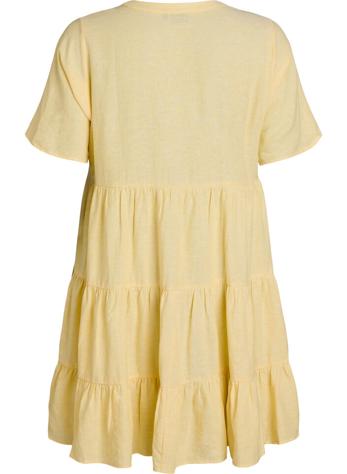 Robe A-line longueur genou en lin et viscose, Jaune clair, Packshot image number 1