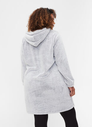 Chemise de nuit douce avec capuche, Light Grey, Model image number 1