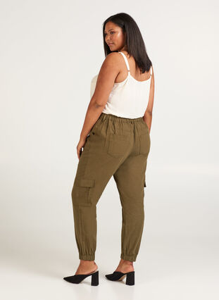 Pantalon en lin, Ivy green, Model image number 1