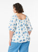 Bloemenblouse met een vierkante halslijn en ajourborduursel, Wit, Model image number 2