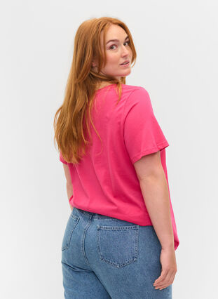 T-shirt en coton à manches courtes avec imprimé, Fandango Pink, Model image number 1
