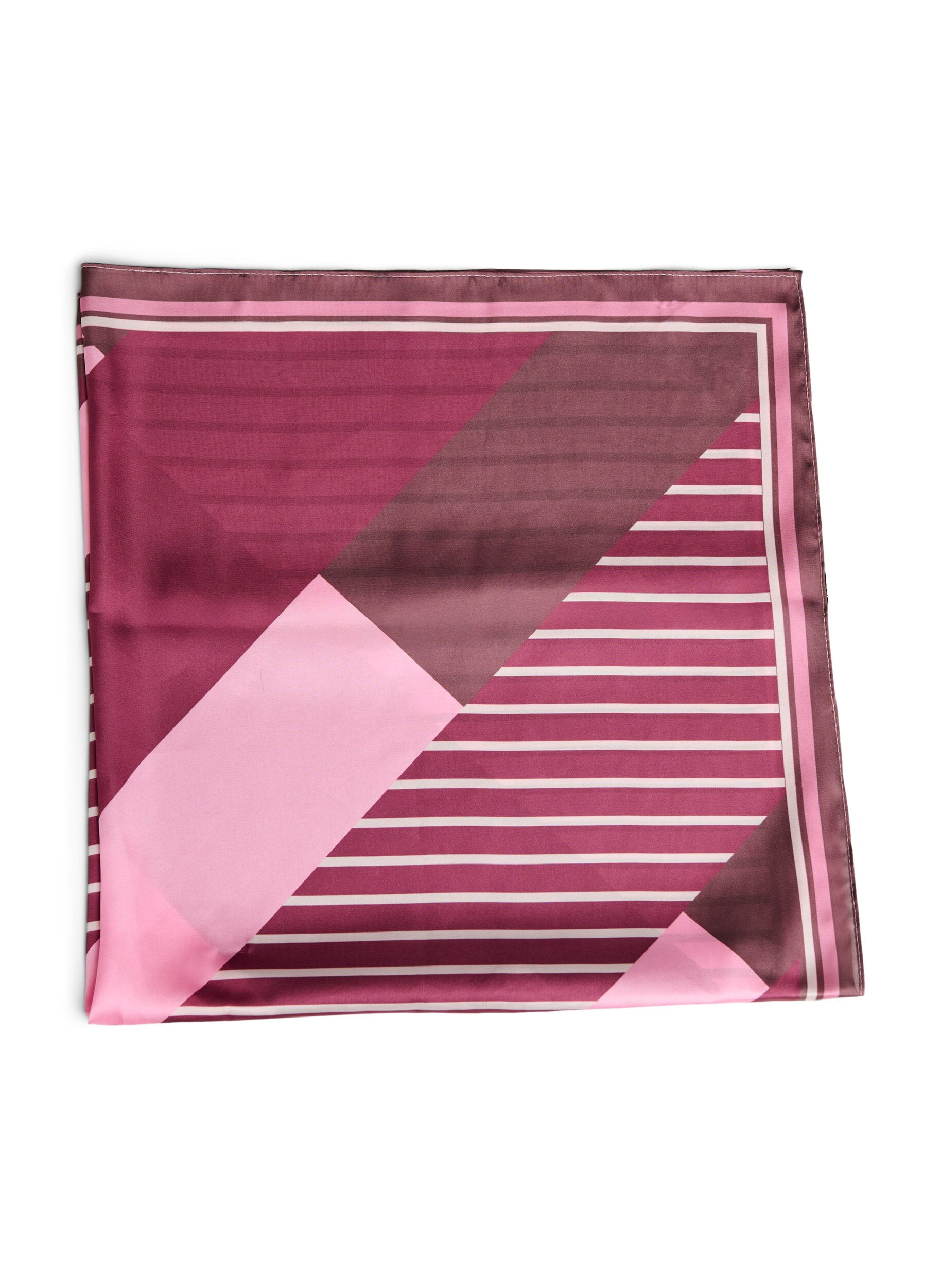 ZizziVierkante sjaal met satijnlook en patroon, Rood, Packshot image number 1