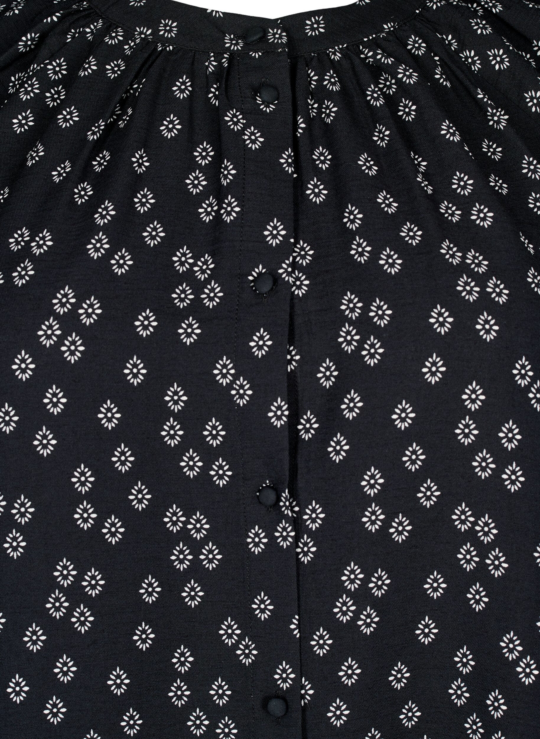 ZizziTunic met lange mouwen en bloemenprint, Zwart, Packshot image number 2