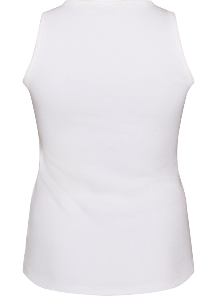 Katoenen ribtop met hoge hals, Wit, Packshot image number 1