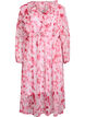 Chiffonjurk met bloemenprint, ruches en lange mouwen, Roze, Packshot image number 0