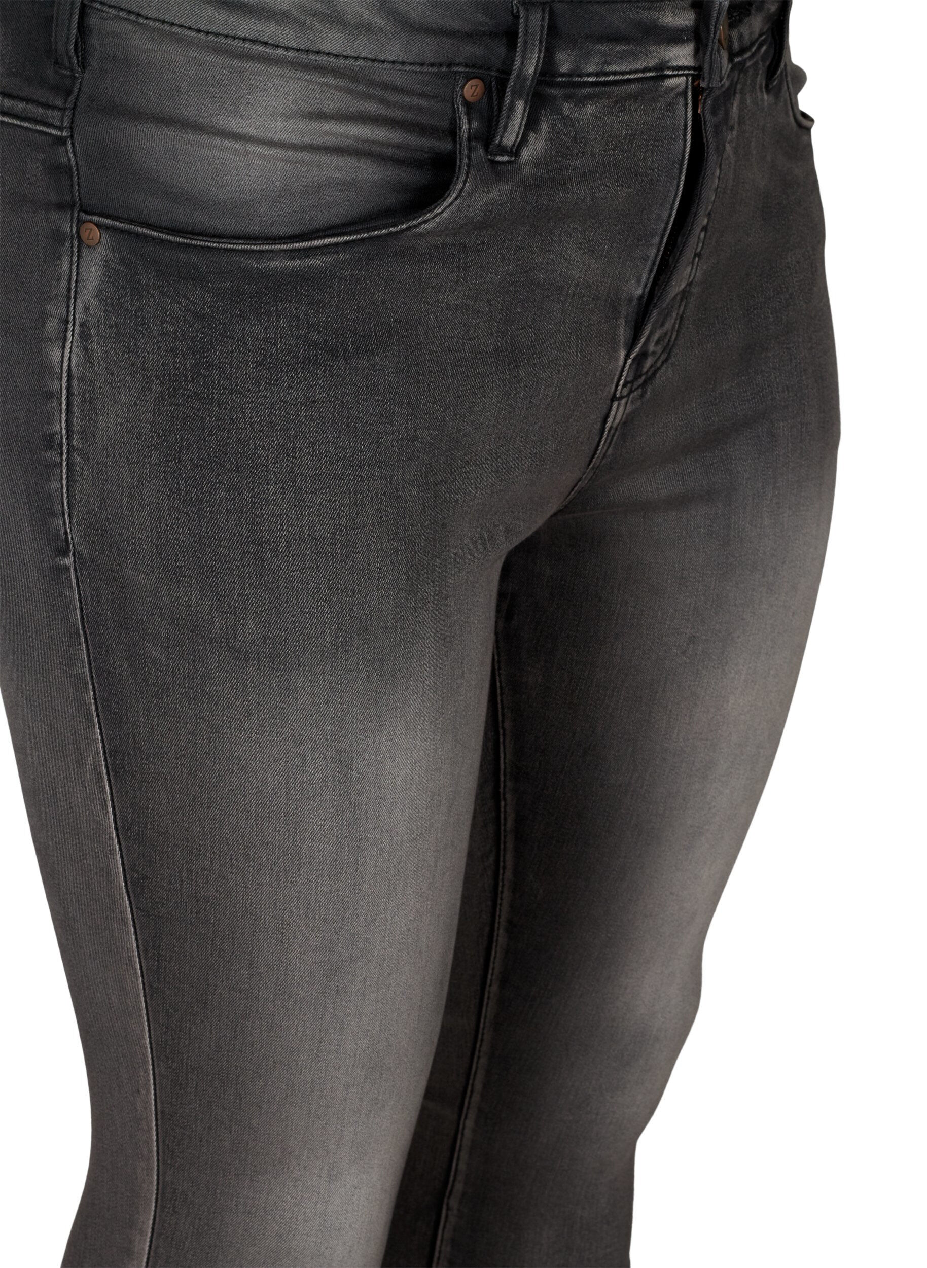 ZizziSuper slim Amy jeans met hoge taille, Dark Grey Denim, Packshot image number 2