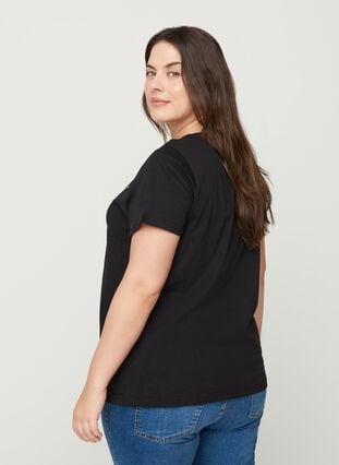 T shirt avec strass, Black, Model image number 1