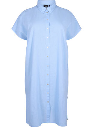 Lang shirt van katoenmix met linnen, Serenity, Packshot image number 0