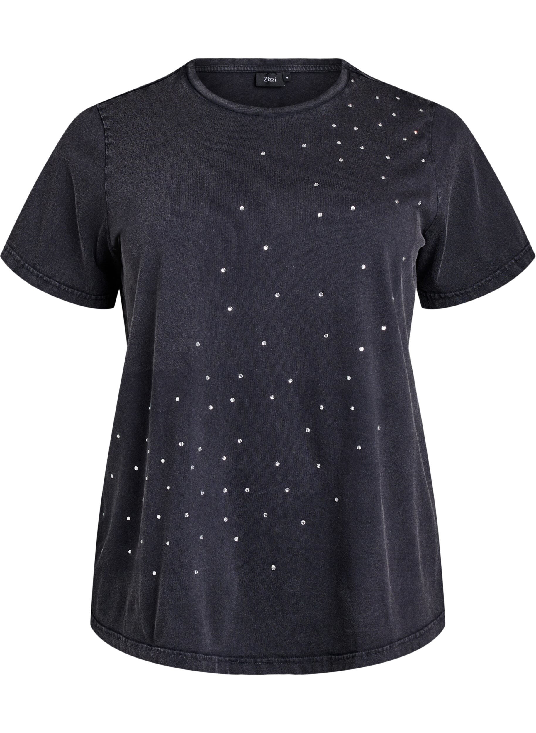 Zizzi T-shirt en coton biologique avec une impression cool, Gris anthracite, Packshot image number 0