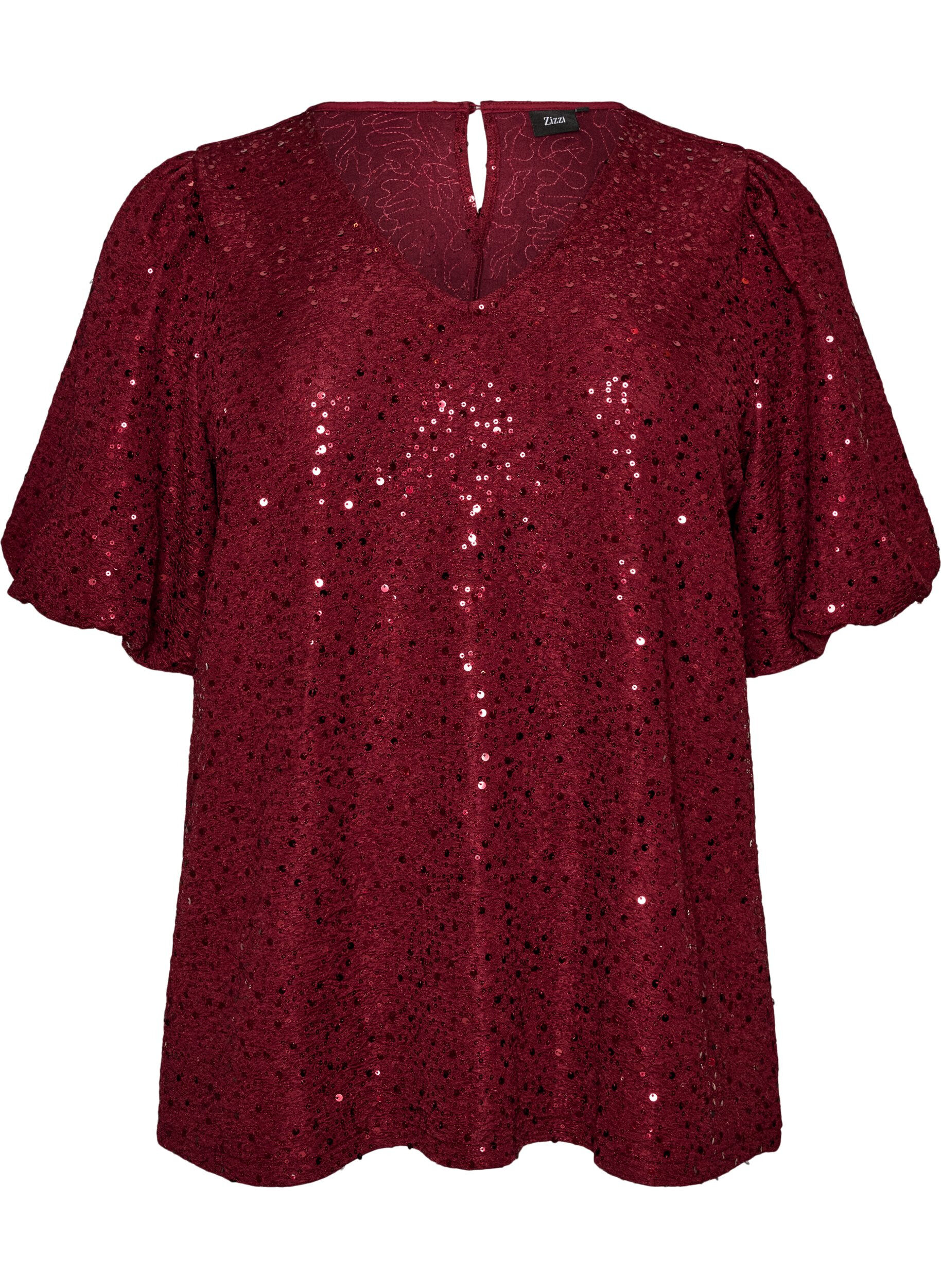 Blouse &agrave; sequins avec manches ballon