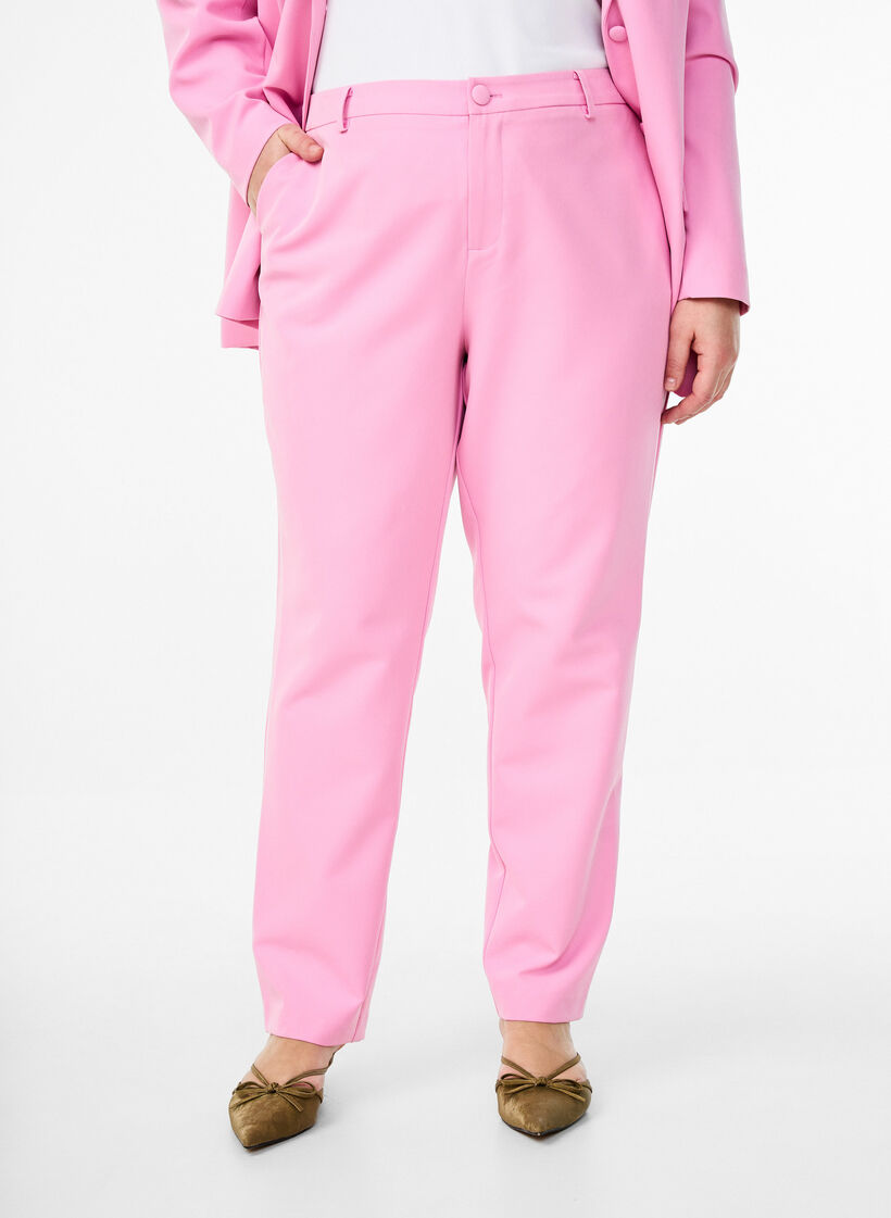 Broek met zakken en rechte pijpen, Roze, Model image number 2
