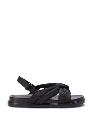 Sandaal met brede pasvorm en knoopdetail, Black, Packshot image number 0