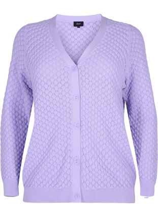 Cardigan en coton à motifs, Lavender, Packshot image number 0