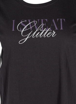 T-shirt de sport avec imprimé, Black Glitter, Packshot image number 2