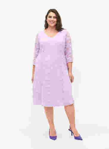 Kanten jurk met 3/4 mouwen, Lavendula, Model image number 2